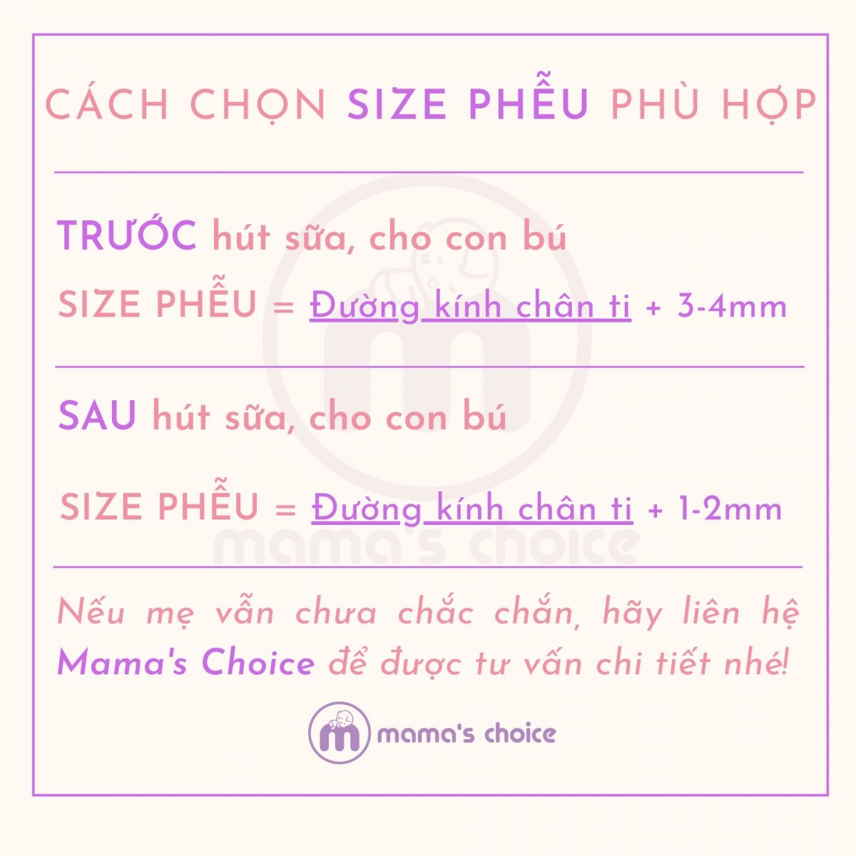 Hướng dẫn chọn size phễu hút sữa phù hợp
