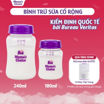BÌNH TRỮ SỮA CỔ RỘNG MAMA'S CHOICE 180ml (2 Bình)